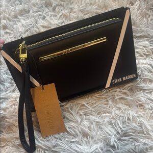 Steve Madden Black with Gold Zipper Wallet Wristlet
